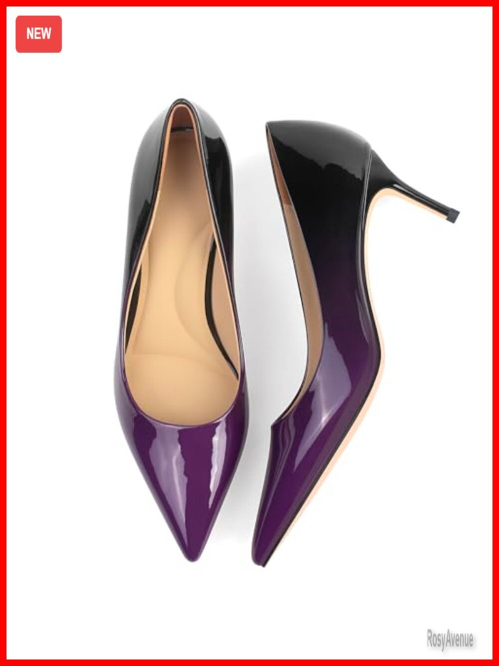 Kitten Heels Women Pumps Gradient Patent Leather 2.25 Inch Pointed Toe Formal